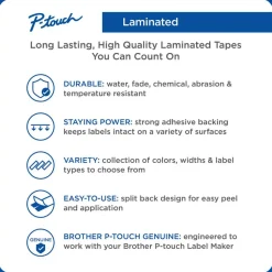 Brother P-Touch TZe-231 Label Tape, 1/2" x 26-1/4', White/Black, Pack Of 4 Rolls