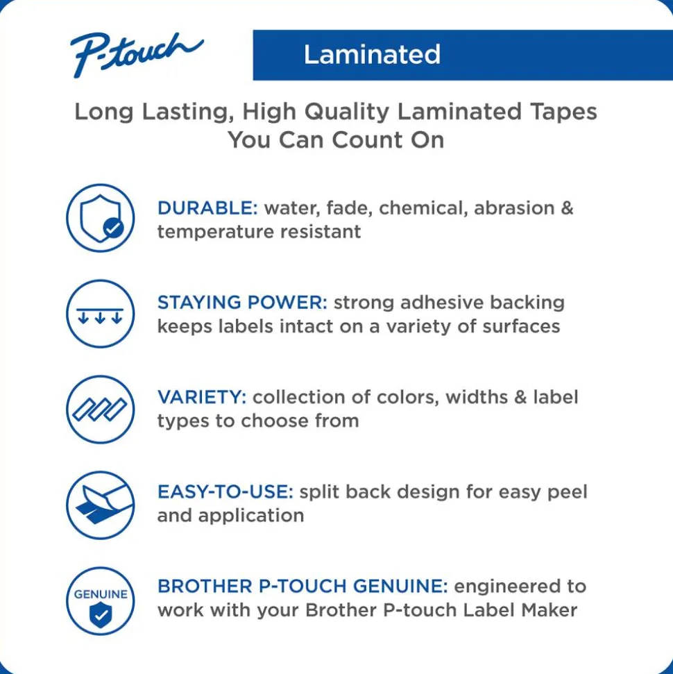 Brother P-Touch TZe-231 Label Tape, 1/2" x 26-1/4', White/Black, Pack Of 4 Rolls