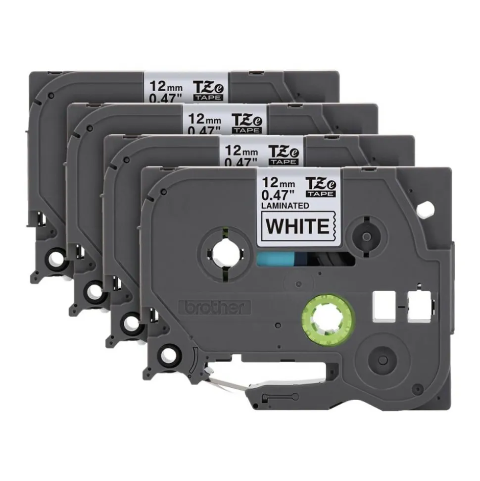 Brother P-Touch TZe-231 Label Tape, 1/2" x 26-1/4', White/Black, Pack Of 4 Rolls