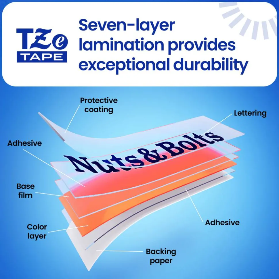 Brother P-touch TZe241, Laminated, 3/4" x 26.2 ft (18mm x 8m), Black on White Label Tape