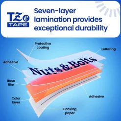 Brother P-touch TZe251, Laminated, ~1 in x 26.2 ft (24mm x 8m), Black on White Label Tape