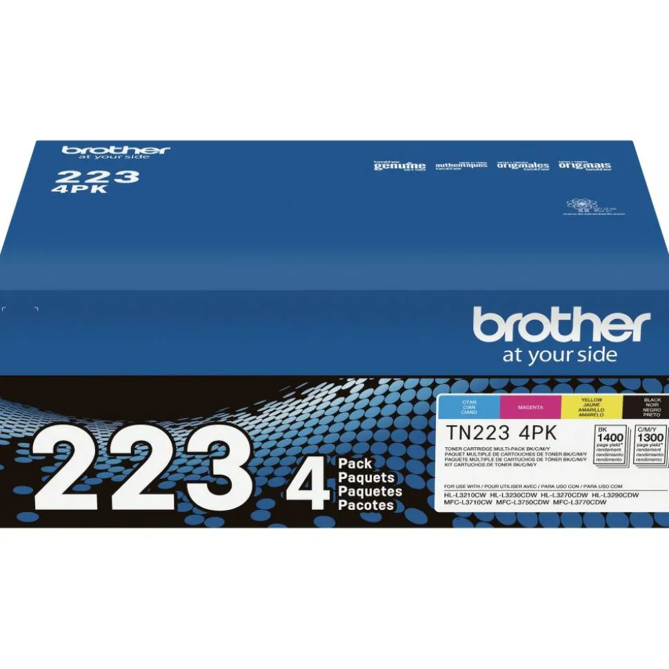 Brother TN223 Black And Cyan, Magenta, Yellow Toner Cartridges, Pack Of 4, TN223 combo