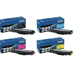 Brother TN-227 Black; Cyan; Magenta; Yellow High Yield Toner Cartridges, Pack Of 4, TN227SET-OD