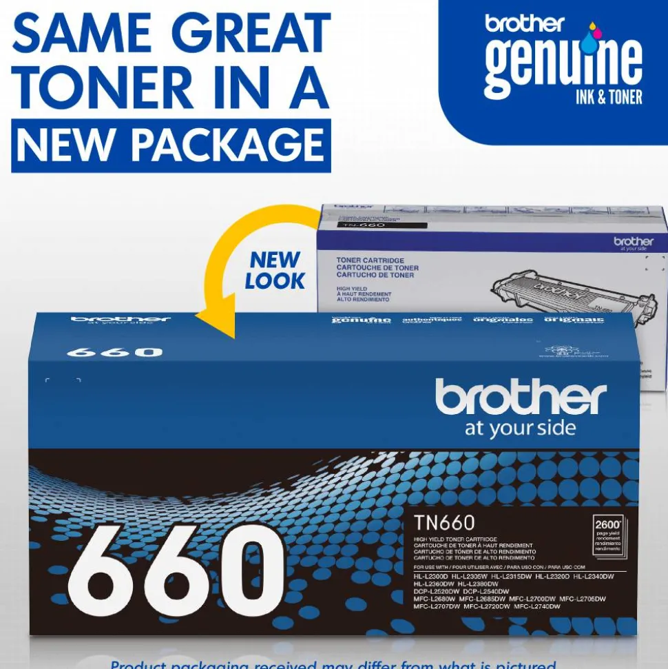 Brother TN-660 Black High Yield Toner Cartridge, TN-660BK