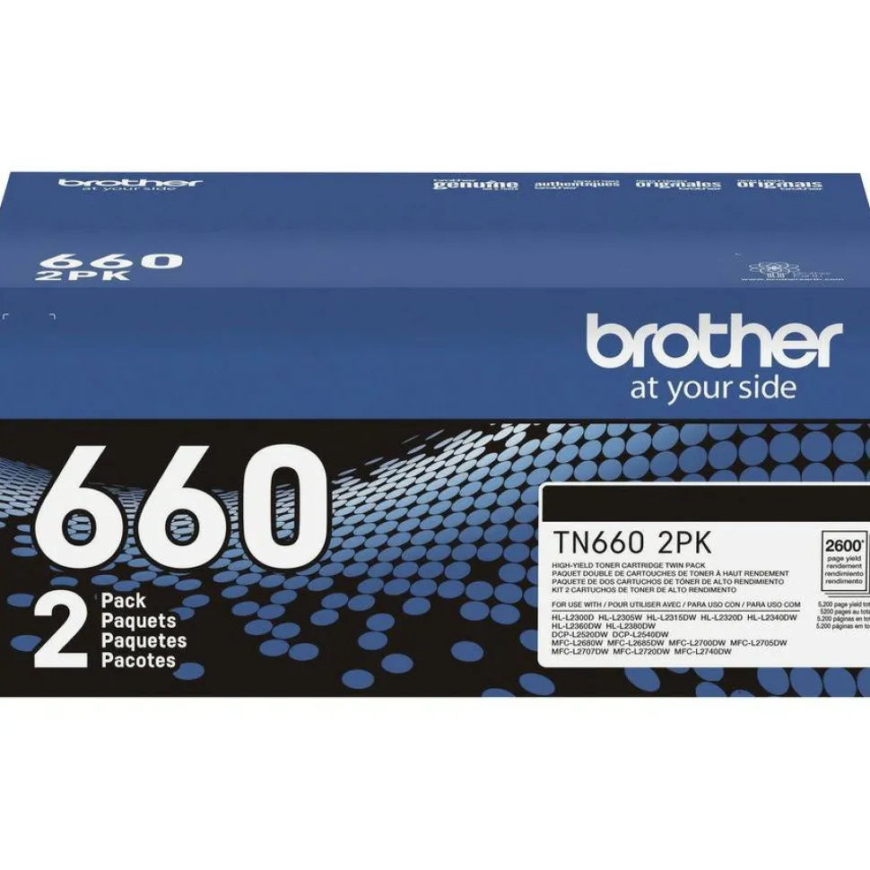 Brother TN-660 Original High Yield Laser Toner Cartridge - Twin-pack - Black - 1 Box