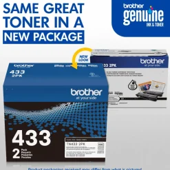 Brother TN-433 Original High Yield Laser Toner Cartridge - Twin-pack - Black - 1 Box