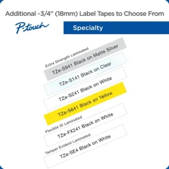 Brother TZe-145 White-On-Clear Tape, 0.75