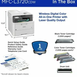 Brother Wireless MFC-L3720CDW Digital Color All-in-One Printer, Copy/Fax/Print/Scan