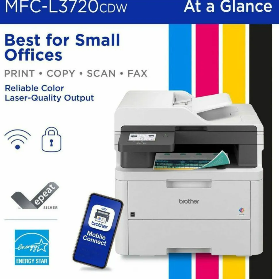 Brother Wireless MFC-L3720CDW Digital Color All-in-One Printer, Copy/Fax/Print/Scan