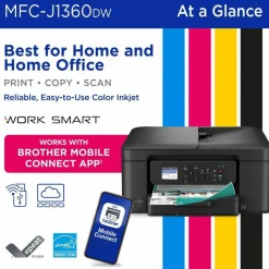 Brother Work Smart MFC-J1360DW Wired & Wireless Inkjet Multifunction Printer - Color - Black