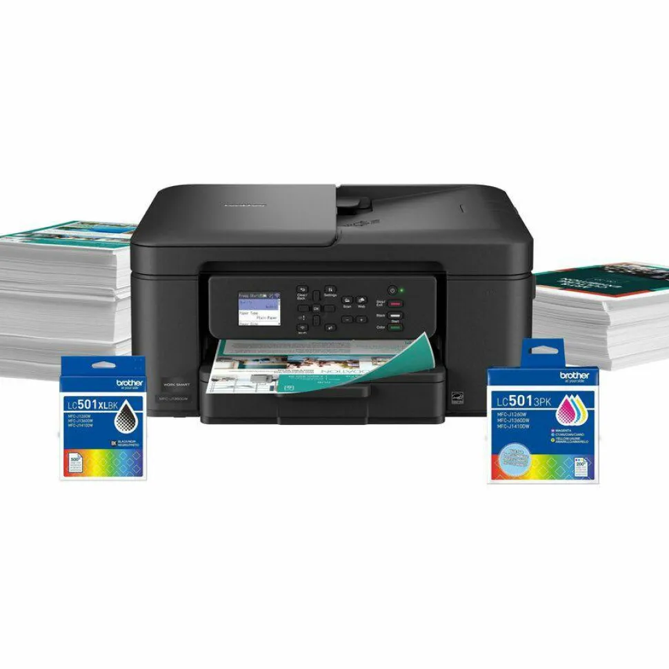 Brother Work Smart MFC-J1360DW Wired & Wireless Inkjet Multifunction Printer - Color - Black