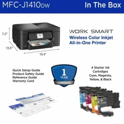 Brother Work Smart MFC-J1410DW Wired & Wireless Inkjet Multifunction Printer - Color - Black