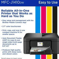 Brother Work Smart MFC-J1410DW Wired & Wireless Inkjet Multifunction Printer - Color - Black