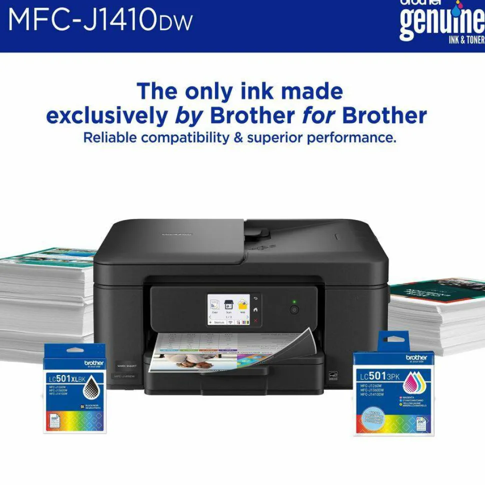 Brother Work Smart MFC-J1410DW Wired & Wireless Inkjet Multifunction Printer - Color - Black