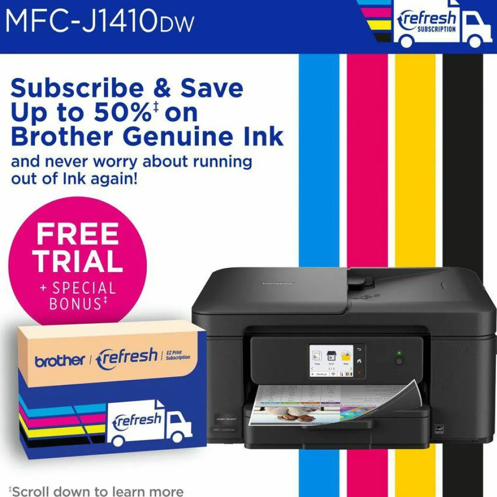 Brother Work Smart MFC-J1410DW Wired & Wireless Inkjet Multifunction Printer - Color - Black