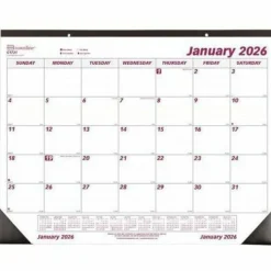 Brownline Monthly Desk Pad Calendar, 22 x 17, White/Burgundy Sheets, Black Binding, Black Corners, 12-Month (Jan to Dec): 2027, 2027 Calendar