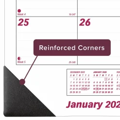 Brownline Monthly Desk Pad Calendar, 22 x 17, White/Burgundy Sheets, Black Binding, Black Corners, 12-Month (Jan to Dec): 2027, 2027 Calendar