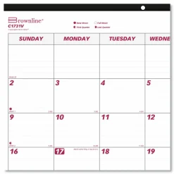 Brownline Monthly Desk Pad Calendar, 22 x 17, White/Burgundy Sheets, Black Binding, Clear Corners, 12-Month (Jan to Dec): 2027, 2027 Calendar