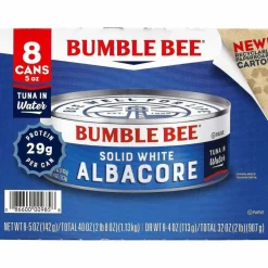 Bumble Bee Solid White Albacore Tuna in Water, 5 oz Can, 8/Pack