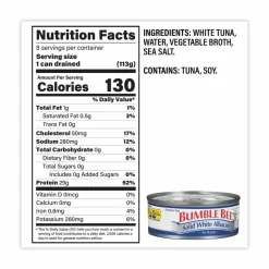 Bumble Bee Solid White Albacore Tuna in Water, 5 oz Can, 8/Pack