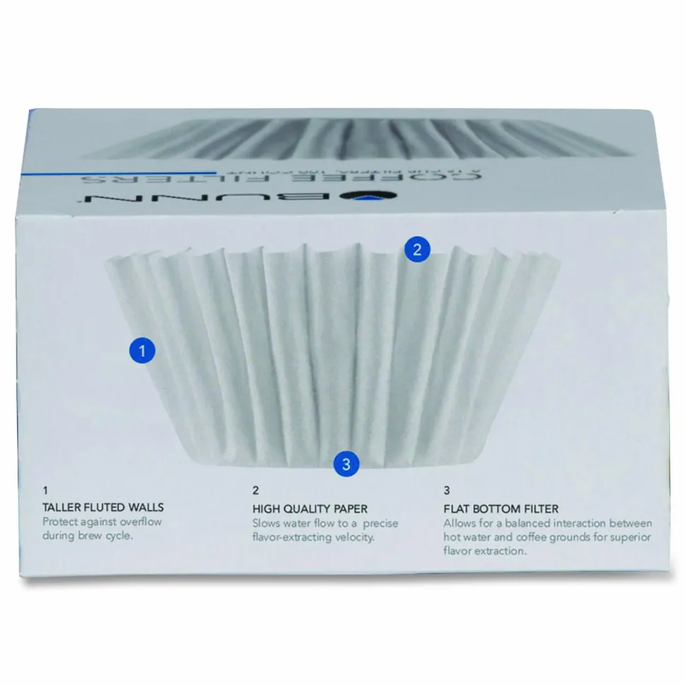 BUNN Coffee Filters, 8 to 12 Cup Size, Flat Bottom, 100/Pack