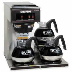 BUNN VP17-3 12-Cup Pour-Over Coffee Maker with Three Warmers, Stainless Steel/Black