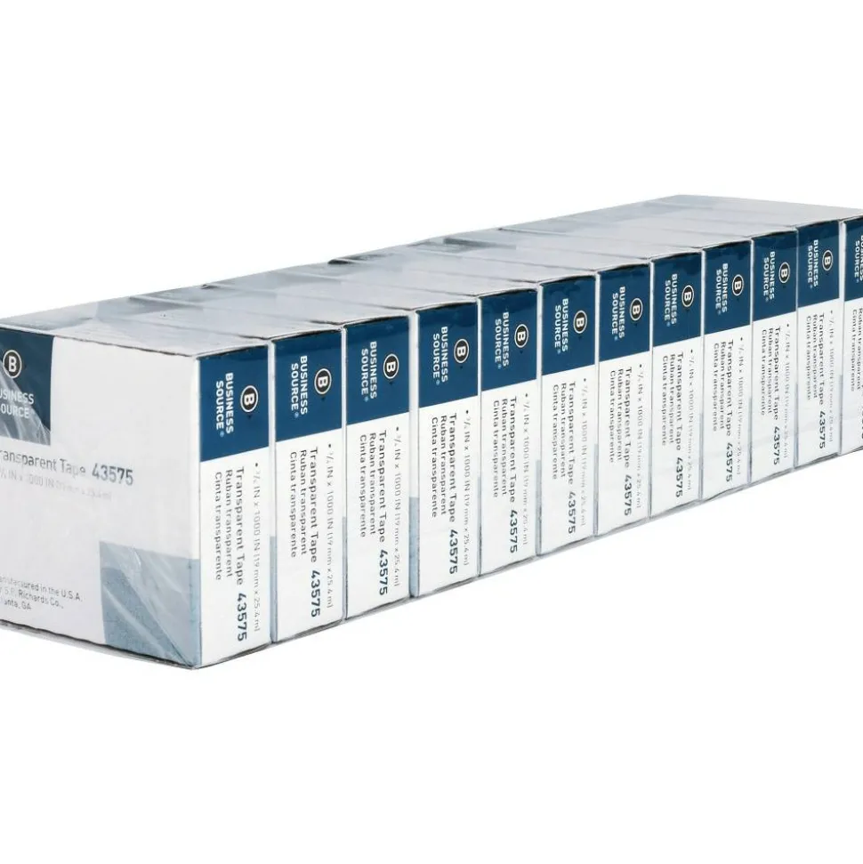 Business Source All-purpose Transparent Glossy Tape - 0.75" Width x 83.33 ft Length - 1" Core - 12 / Pack - Clear