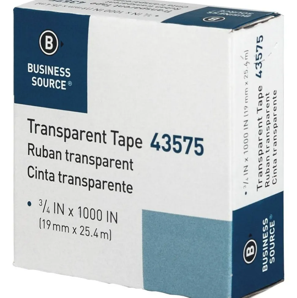 Business Source All-purpose Transparent Glossy Tape - 0.75" Width x 83.33 ft Length - 1" Core - 12 / Pack - Clear