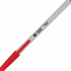 Business Source Ballpoint Stick Pens, Medium Point, Light Gray Barrel, Red Ink, Pack Of 12 Pens