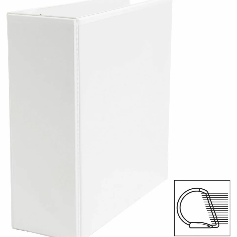 Business Source Basic D-Ring White View Binders - 4" Binder Capacity - D-Ring Fastener(s) - Polypropylene - White - 1.75 lb - 1 / Each