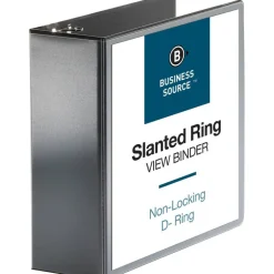 Business Source Basic D-Ring View Binders - 4" Binder Capacity - Letter - 8 1/2" x 11" Sheet Size - D-Ring Fastener(s) - Polypropylene - Black - 1 / Each