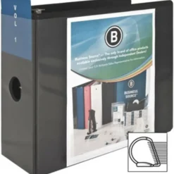 Business Source Basic View 3-Ring Binder, 5" D Rings, Black