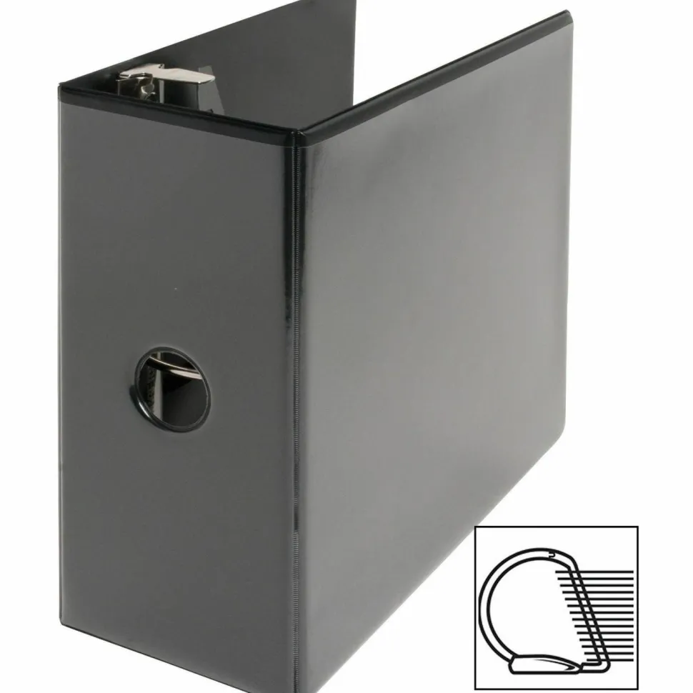Business Source Basic View 3-Ring Binder, 5" D Rings, Black