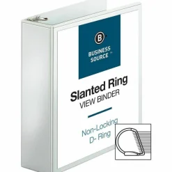 Business Source Basic View 3-Ring Binder, 3" D-Rings, White
