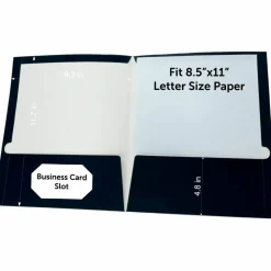 Business Source Letter Pocket Folder - 8 1/2" x 11" - 100 Sheets Capacity - Card Paper - Navy - Durable, Laminated, Die-cut - 25/Box - 44430
