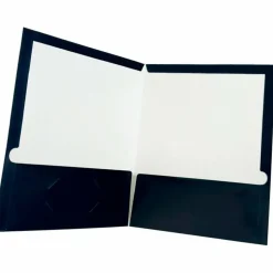 Business Source Letter Pocket Folder - 8 1/2" x 11" - 100 Sheets Capacity - Card Paper - Navy - Durable, Laminated, Die-cut - 25/Box - 44430