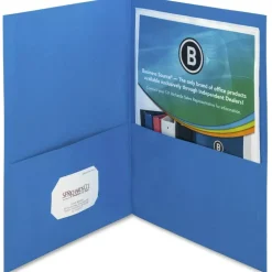 Business Source Letter Recycled Pocket Folders, 8 1/2" x 11", 100 Sheet Capacity, 2 Inside Front & Back Pockets, 78491, Box Of 25