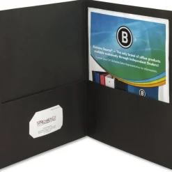 Business Source Letter Recycled Pocket Folders, 8 1/2" x 11", 100 Sheet Capacity, 2 Inside Front & Back Pockets, 78490, Box Of 25
