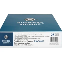 Business Source Letter Recycled Pocket Folders, 8 1/2" x 11", 100 Sheet Capacity, 2 Inside Front & Back Pockets, 78490, Box Of 25