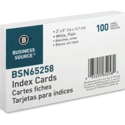 Business Source Plain Index Cards - 5" Width x 3" Length - 100 / Pack