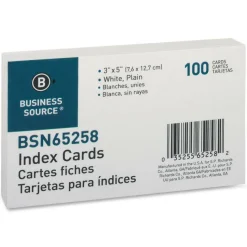 Business Source Plain Index Cards - 5