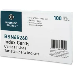 Business Source Plain Index Cards - 6