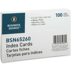 Business Source Plain Index Cards - 6