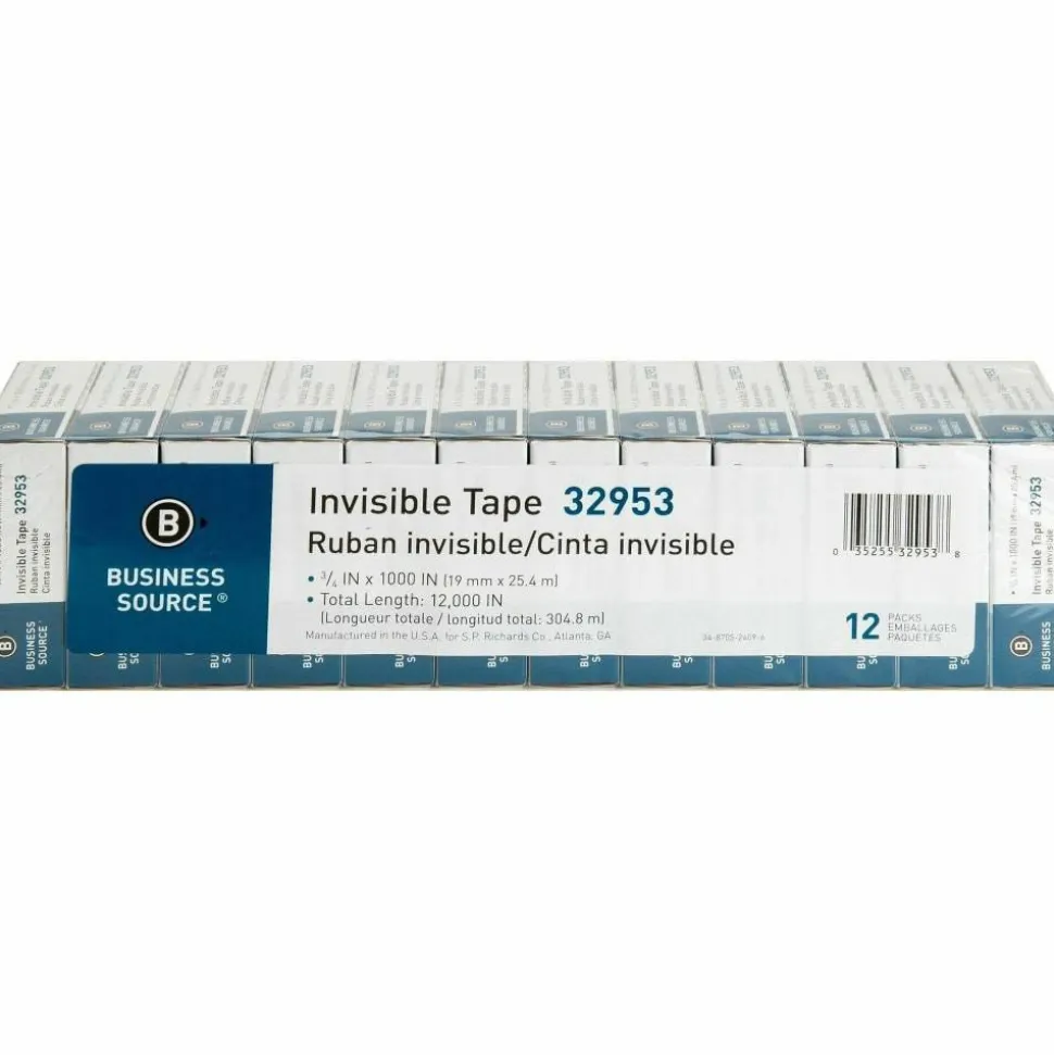Business Source Premium Invisible Tape Value Pack - 27.78 yd x 0.75"- 1" Core - Clear - - 32953
