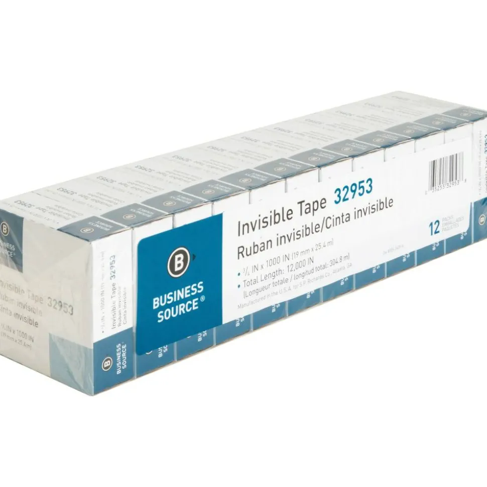 Business Source Premium Invisible Tape Value Pack - 27.78 yd x 0.75"- 1" Core - Clear - - 32953