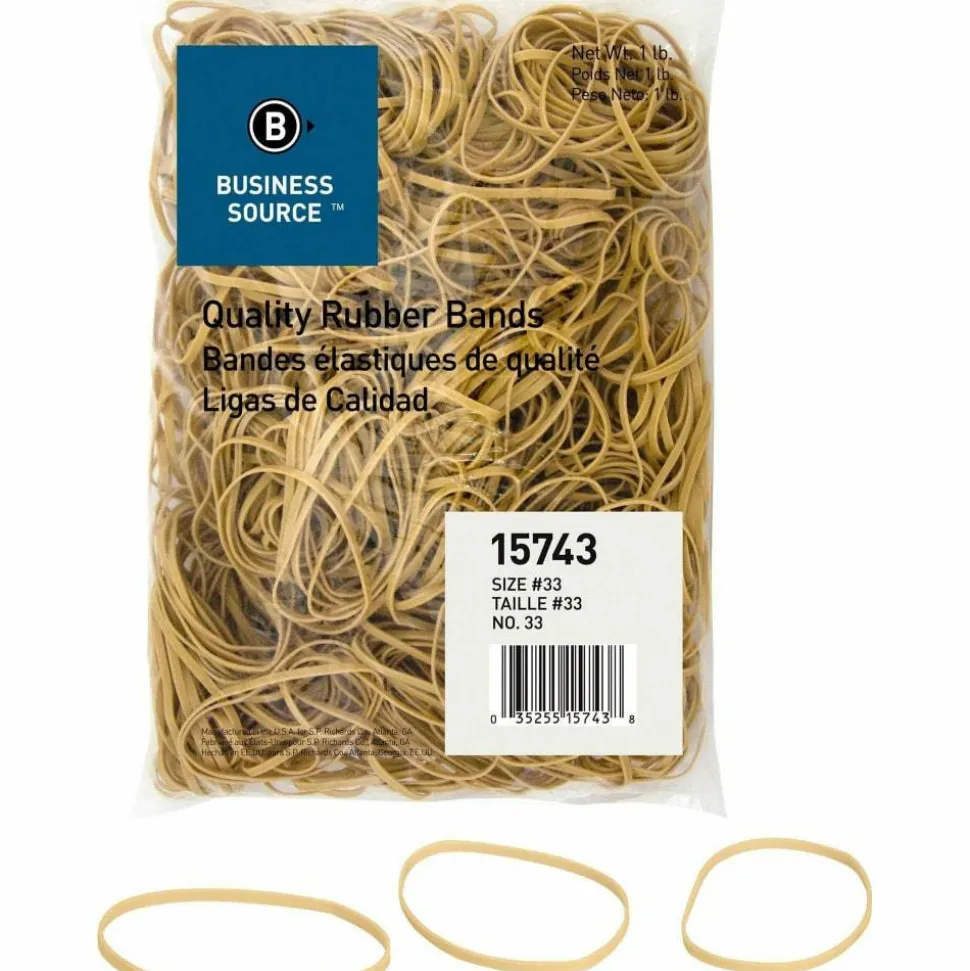 Business Source Quality Rubber Bands - Size: #33 - 3.5" Length x 0.1" Width - Sustainable - Rubber - Crepe - 600 / Pack