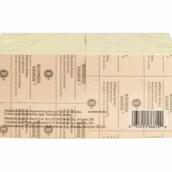 Business Source Repositionable Adhesive Notes - 3" x 3" - 100 Sheets - Square - Yellow, 12/Pack