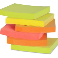 Business Source Repositionable Neon Notes - 3" x 3" - 100 Sheets - Square - Neon - 12/Pack