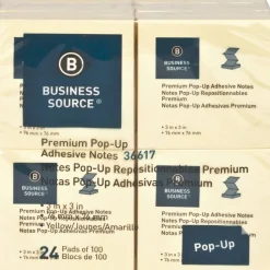 Business Source Reposition Pop-up Adhesive Notes - 3" x 3" - 100 Sheets, 24 Pads - Square - Yellow, 24/Pack