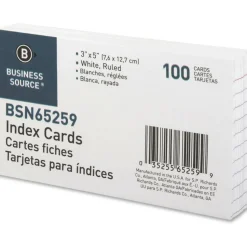 Business Source Ruled Index Cards - 5" Width x 3" Length - 100 / Pack